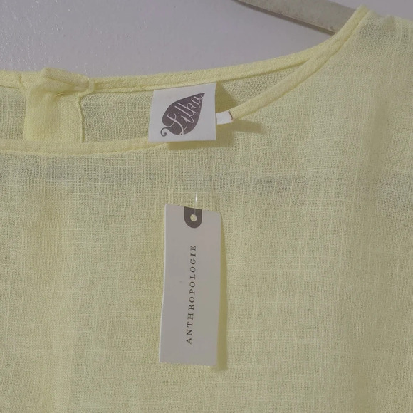 LILKA Anthropologie Soft Yellow Cropped Blouse, Button Back, Viscose Cotton, XS - Picture 5 of 9